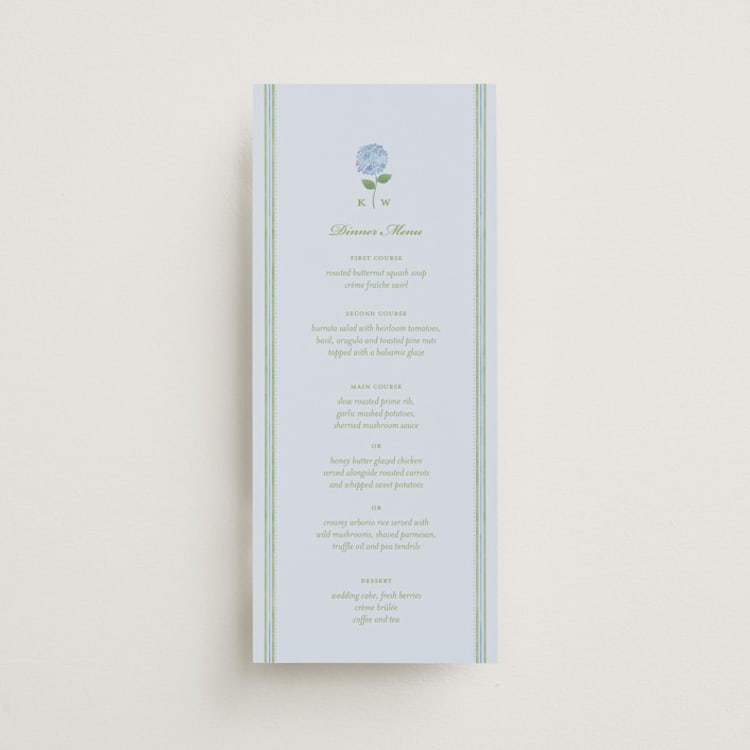 "Hydrangea Vines" - Menus in Coastal by Madhvi Samimi - Front