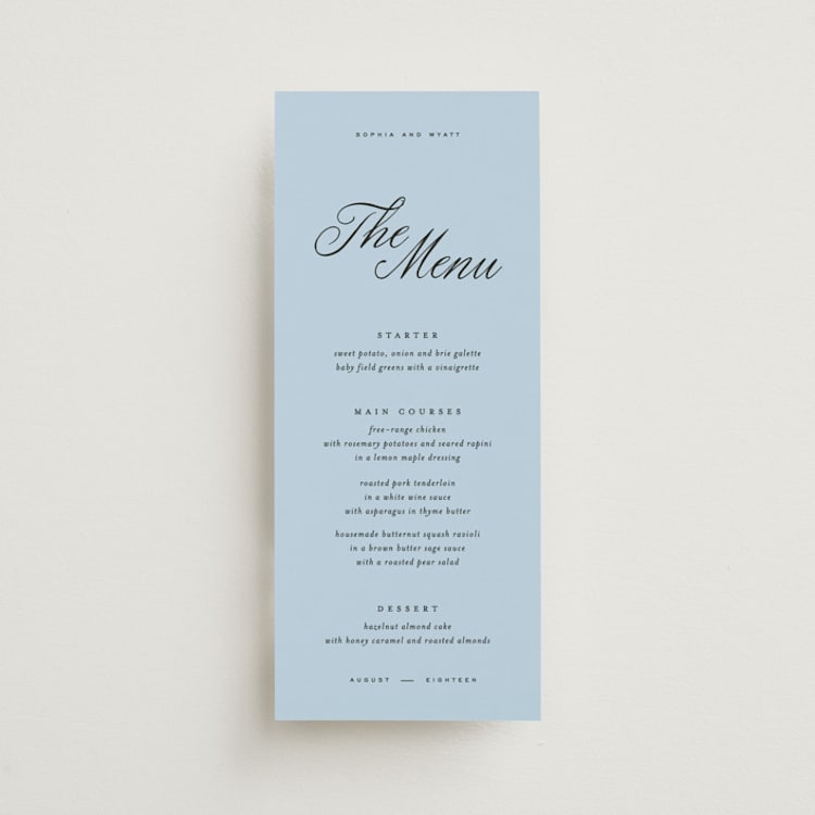 "Tarte Tatin" - Menus in Sky by Blustery August - Front
