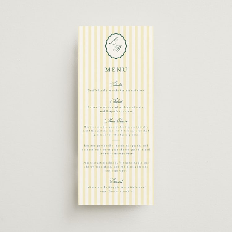 "Curved Frame" - Menus in Citrine by Emily Betts - Front