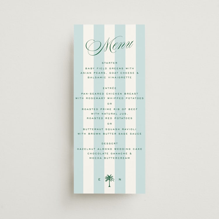 "Palm Stripes" - Menus in Low Tide by Susan Zinader - Front