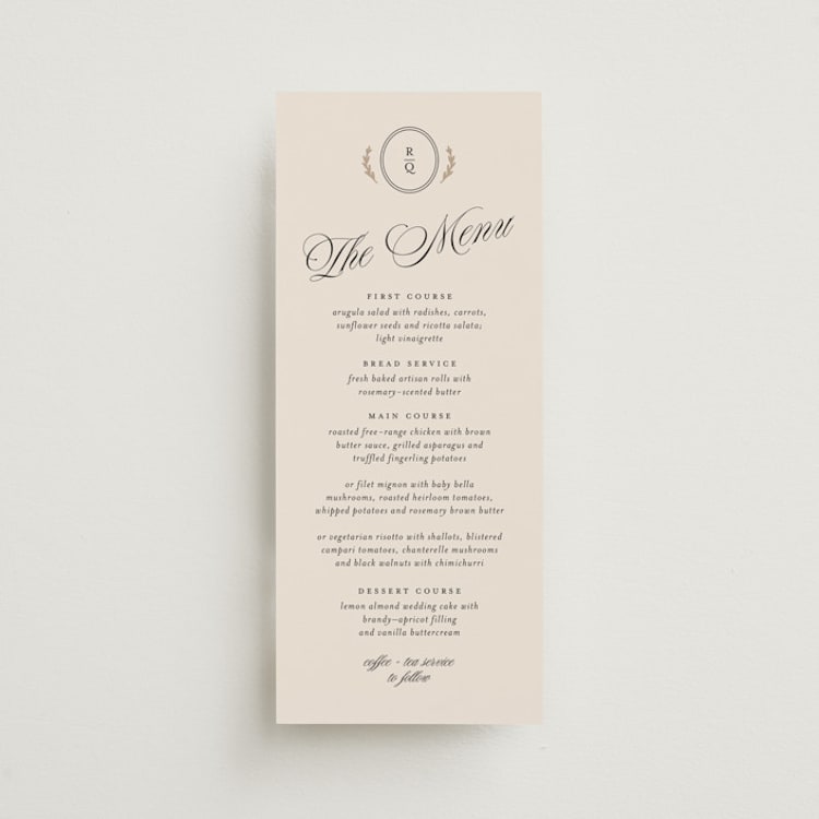 "Vintage Romance" - Menus in Ivory by Paper Raven Co. - Front
