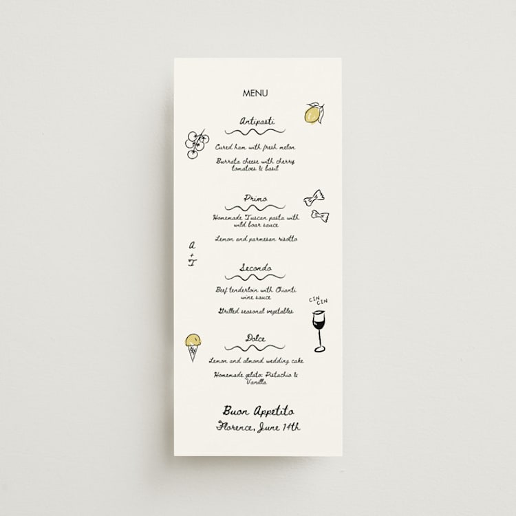 "Amore Mio" - Menus in Nero by Helena Vitto - Front