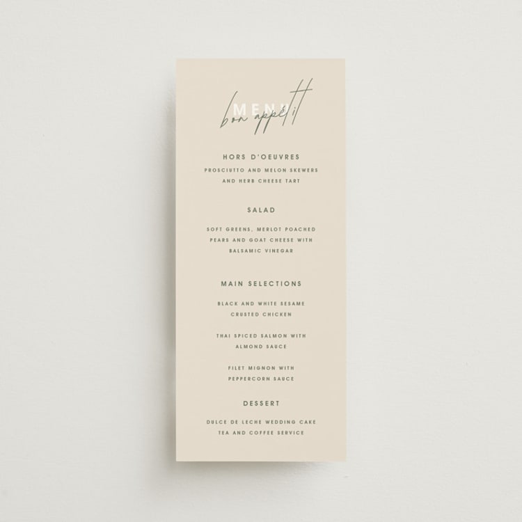 "True North" - Menus in Olive You More by Design Lotus - Front