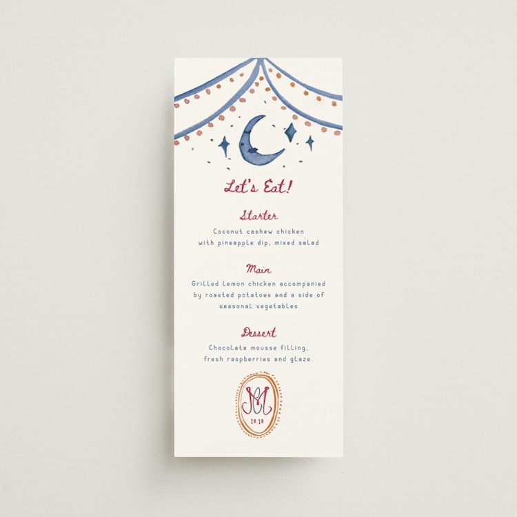"Whimsical Illustrated Menu" - Menus in Sky by The Fig Studio - Front