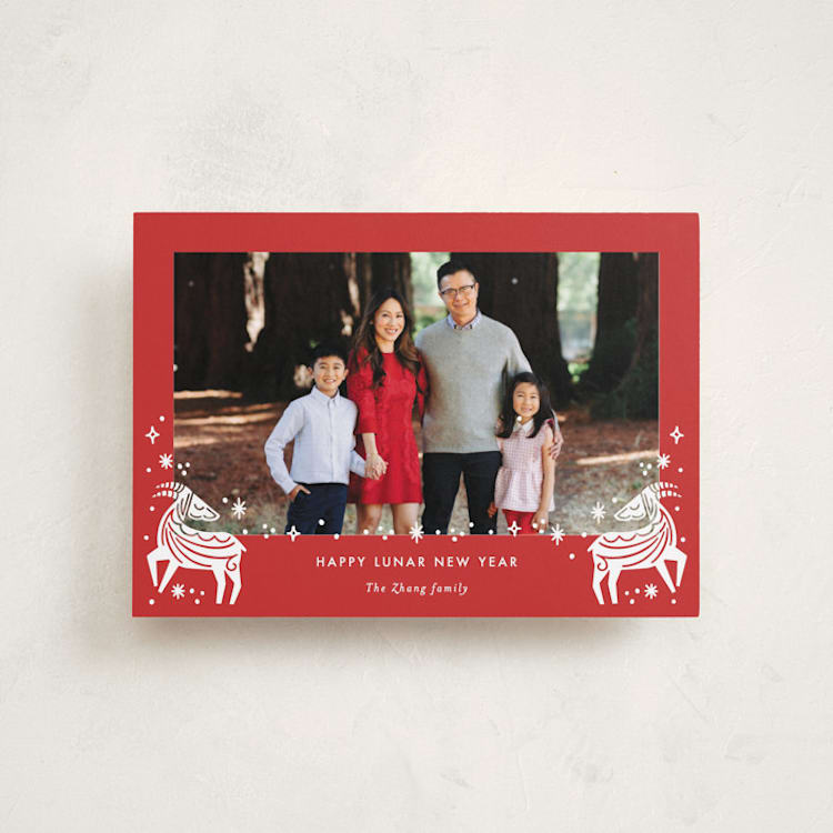 "Lunar Goat" - Lunar New Year Cards in Peppermint by Bethan - Front