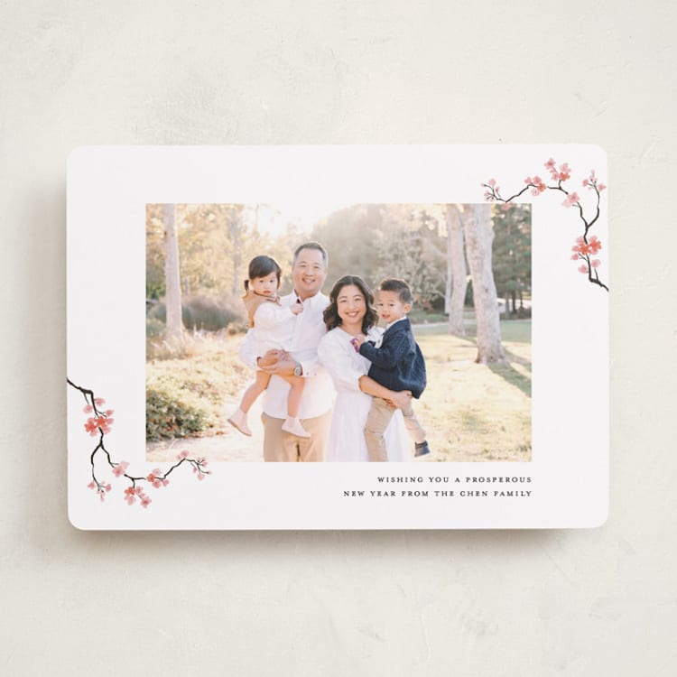 "Watercolor Blossoms" - Lunar New Year Cards in Snow by Adelyn T. - Front