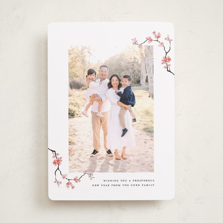 "Watercolor Blossoms" - Lunar New Year Cards in Snow by Adelyn T. - Front