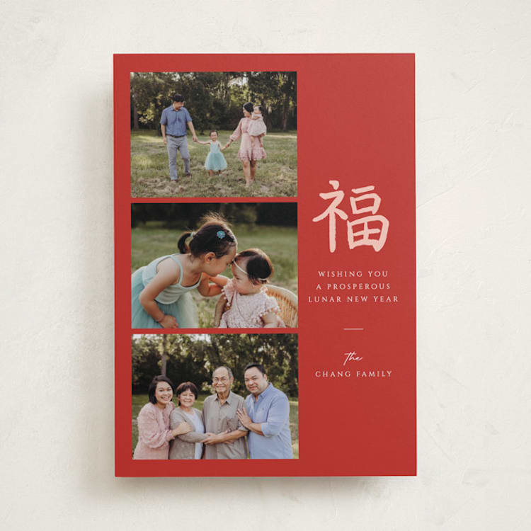 "Chinese Ink" - Lunar New Year Cards in Ruby by Adelyn T. - Front