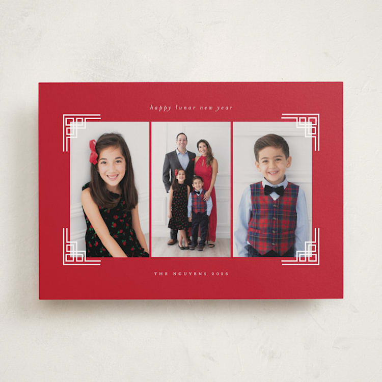 "gilded corners" - Lunar New Year Cards in Crimson by Sejal Banker - Front