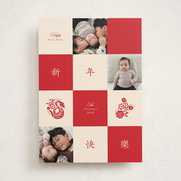 "Lunar Snake Blocks" - Lunar New Year Cards in Gladiolus by Vivian Yiwing - Front