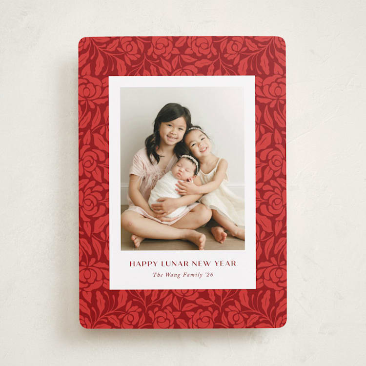 "Chinese textile" - Lunar New Year Cards in Cherry by Yaling Hou Suzuki - Front