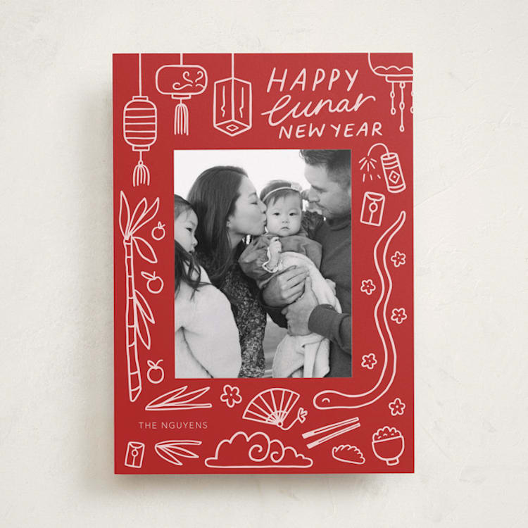 "Lunar Doodles" - Lunar New Year Cards in Jade by Abbigail Lim - Front