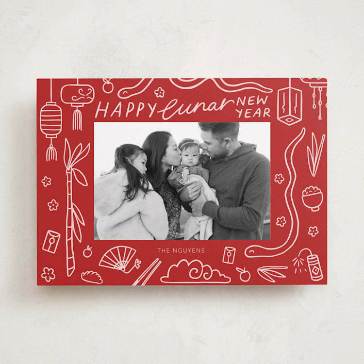 "Lunar Doodles" - Lunar New Year Cards in Jade by Abbigail Lim - Front