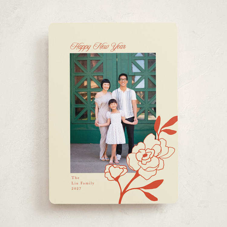 "Chinese Peony" - Lunar New Year Cards in Rice Paper by Morgan Kendall - Front