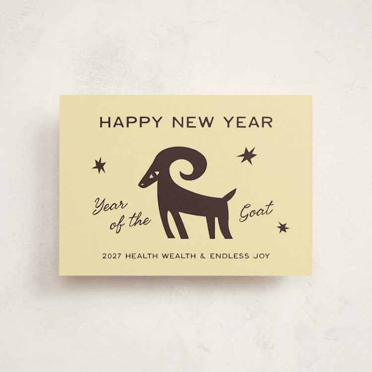 "the goat" - Lunar New Year Cards in Buttercream by Ani Somi - Front