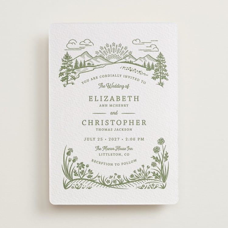 On The Horizon Letterpress Wedding Invitations by Paper Sun Studio