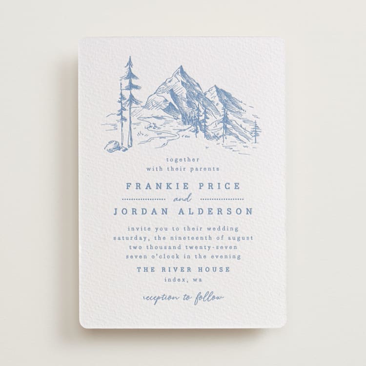 "fresh air" - Letterpress Wedding Invitations in Pacific Blue by Anastasia Makarova - Front