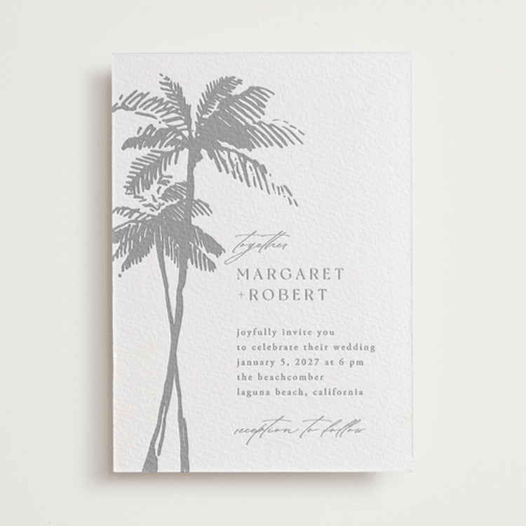 "Warm Winds" - Letterpress Wedding Invitations in Granite by Janean Hinger - Front