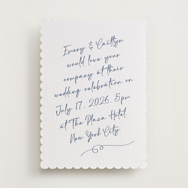 "Ink scribble" - Letterpress Wedding Invitations in Blueberry by Adelyn T. - Front