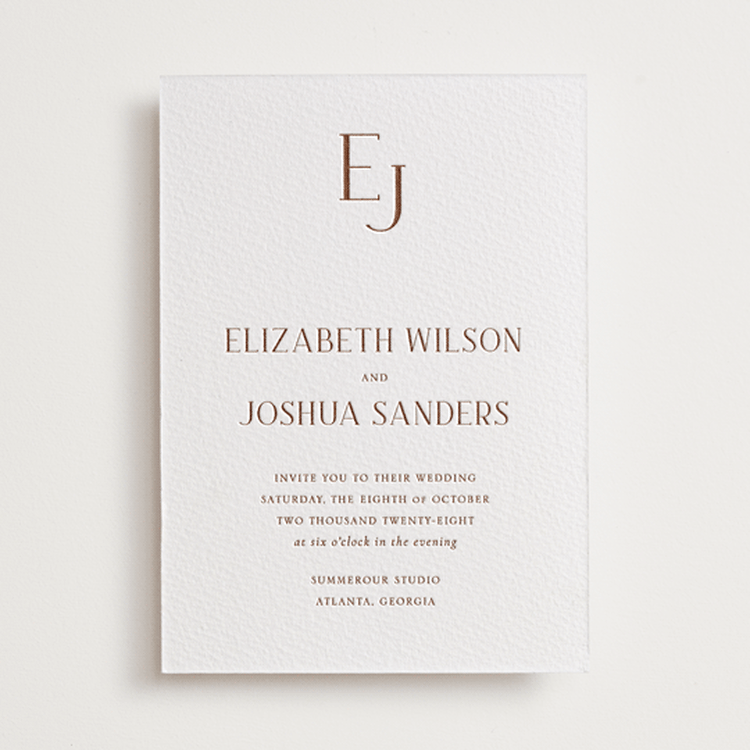 "chic" - Letterpress Wedding Invitations in Burnt Sienna by Vanessa Doyle - Front