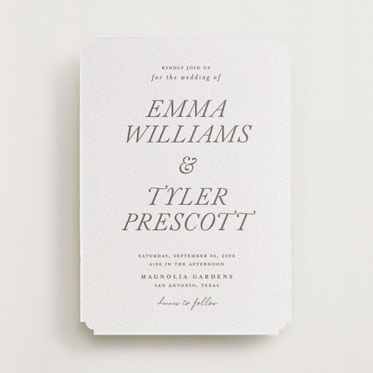 "Magnolia" - Letterpress Wedding Invitations in Graphite by Eric Clegg - Front
