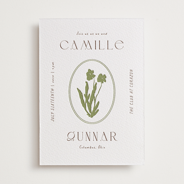 "la graine" - Letterpress Wedding Invitations in Burnt Sienna by Alaina Cherup - Front