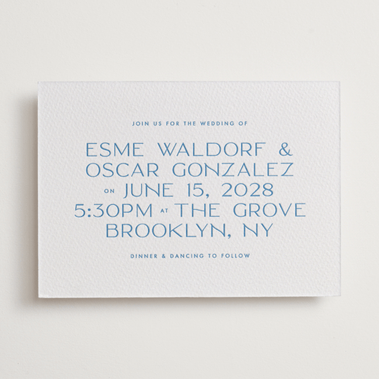 "Brooklyn" - Letterpress Wedding Invitations in Marine Blue by Ellen Schlegelmilch - Front