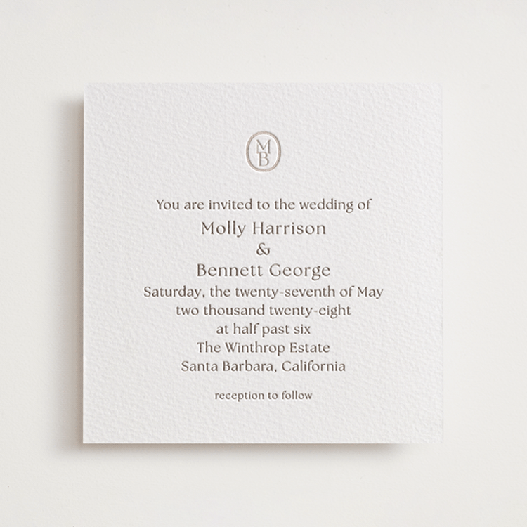 "Perriand" - Letterpress Wedding Invitations in Cacao Bean by Megan Davis - Front