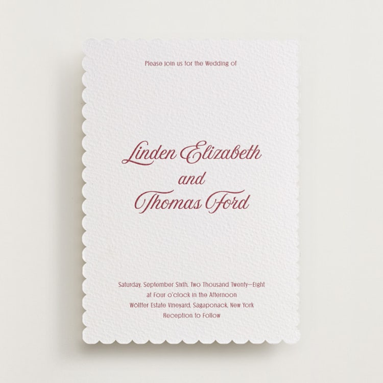 "Ritzy" - Letterpress Wedding Invitations in Maraschino by Nicoletta Savod - Front