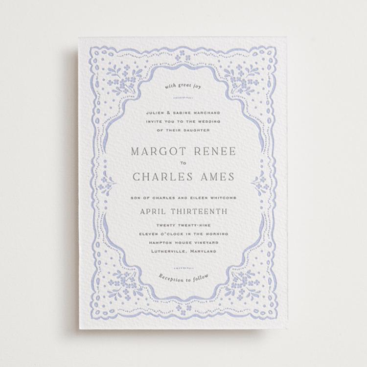 "Margot" - Letterpress Wedding Invitations in Graphite | Vista by Erin L. Wilson - Front