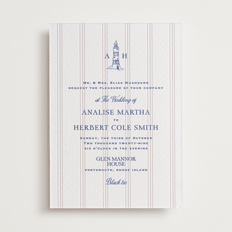 "Raies" - Letterpress Wedding Invitations in Lapis by Tamara Hilje - Front