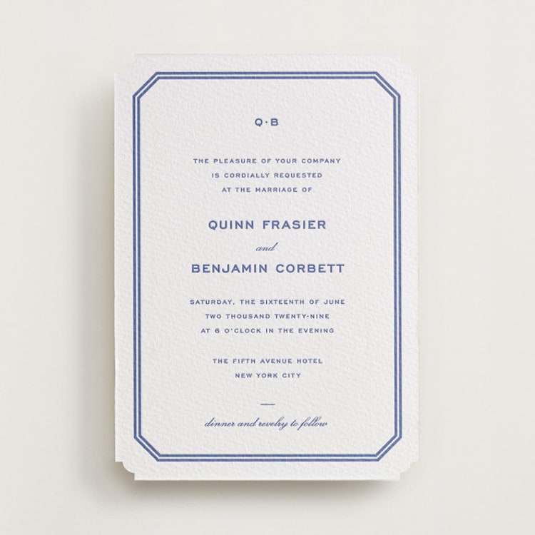 "Brasserie" - Letterpress Wedding Invitations in Mediterranean by Megan Davis - Front