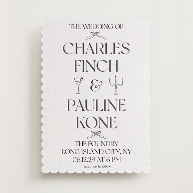"Trés Chic" - Letterpress Wedding Invitations in Soft Black | Graphite by Julia Liverton - Front
