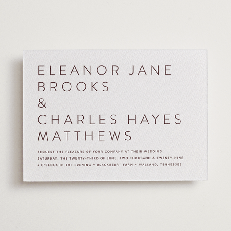 "Kismet" - Letterpress Wedding Invitations in Clove by Alston Foster - Front