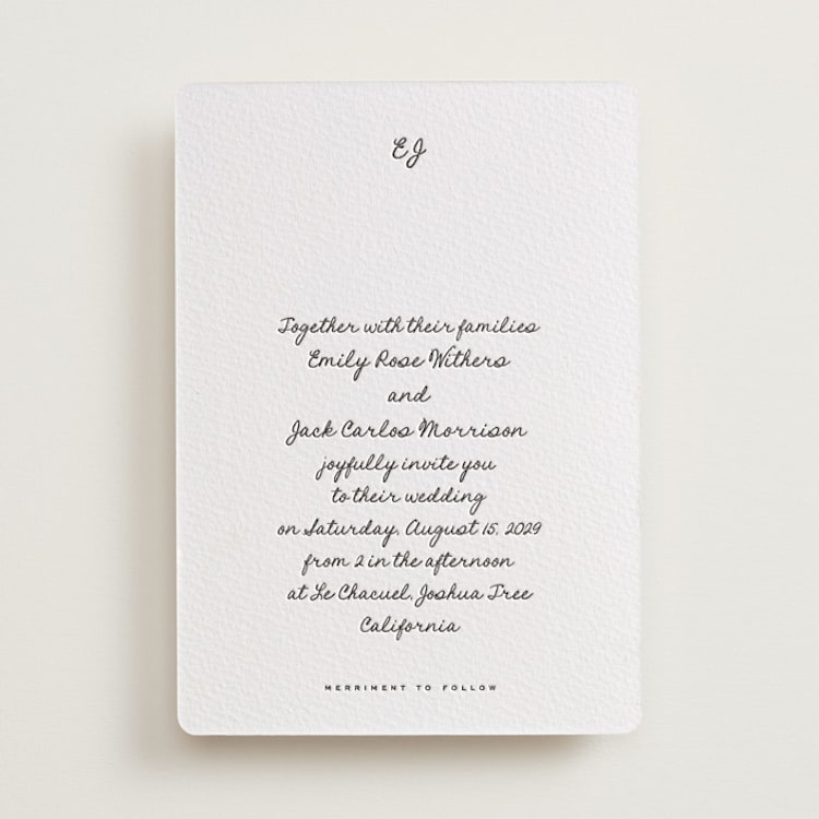 "Lover's Lantern" - Letterpress Wedding Invitations in Soft Black by Blustery August - Front