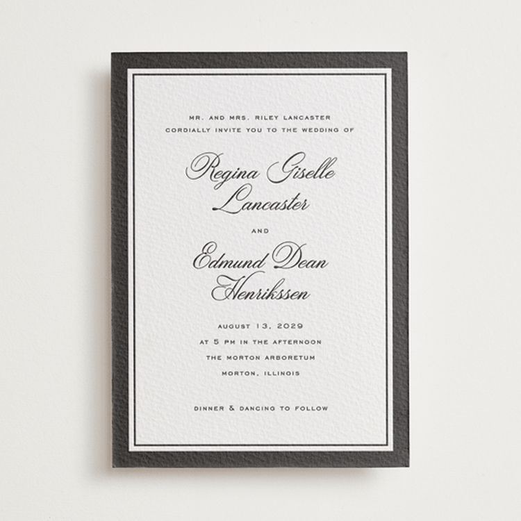 "krytharaki" - Letterpress Wedding Invitations in Soft Black | Granite by chocomocacino - Front