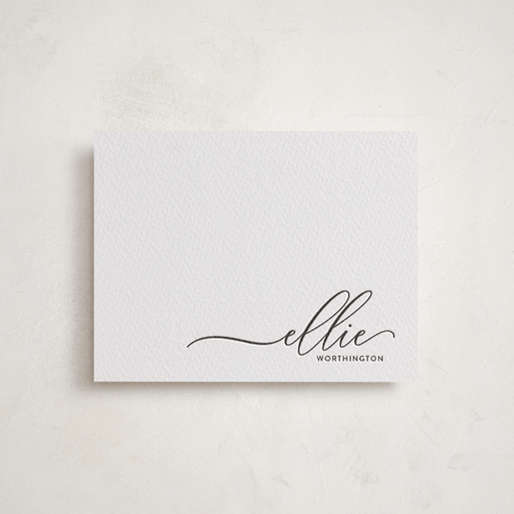 "Pretty script" - Personalized Stationery Cards in Soft Black by Lori Wemple - Front