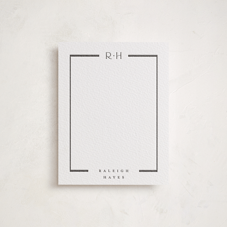 "Luster" - Personalized Stationery Cards in Soft Black by Stacey Meacham - Front