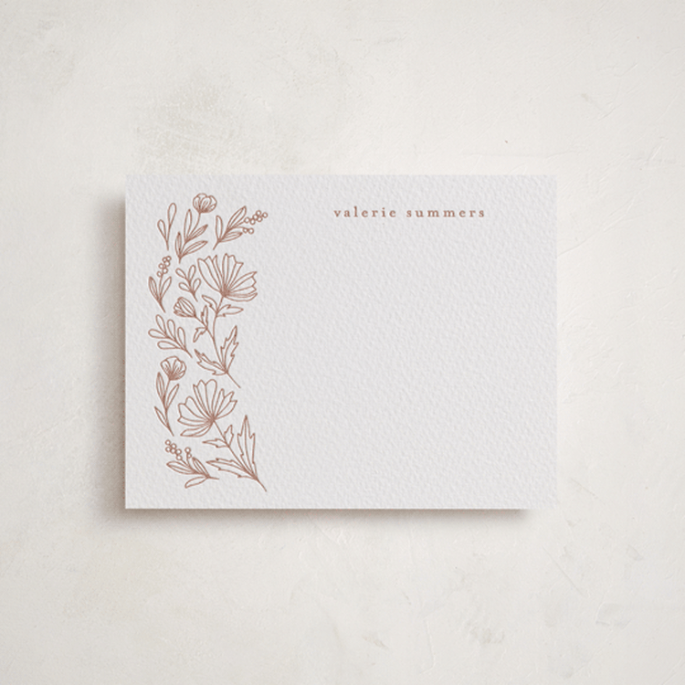 "Pressed Botanicals" - Personalized Stationery Cards in Cinnamon by Heather Cairl - Front