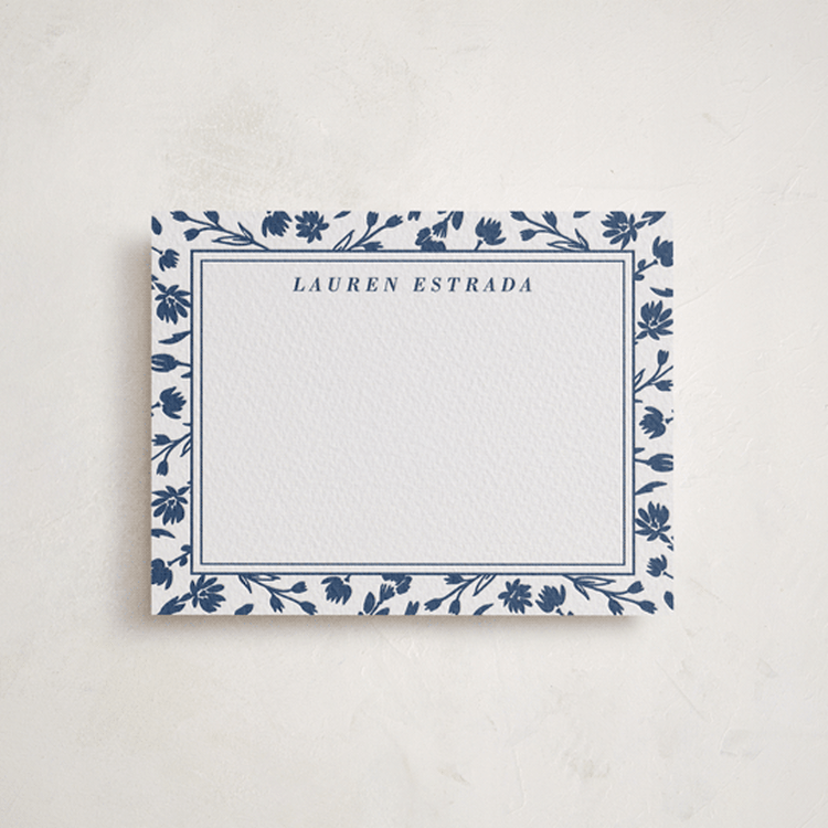 "Pressed Frame" - Personalized Stationery Cards in Blueberry by Oma N. Ramkhelawan - Front