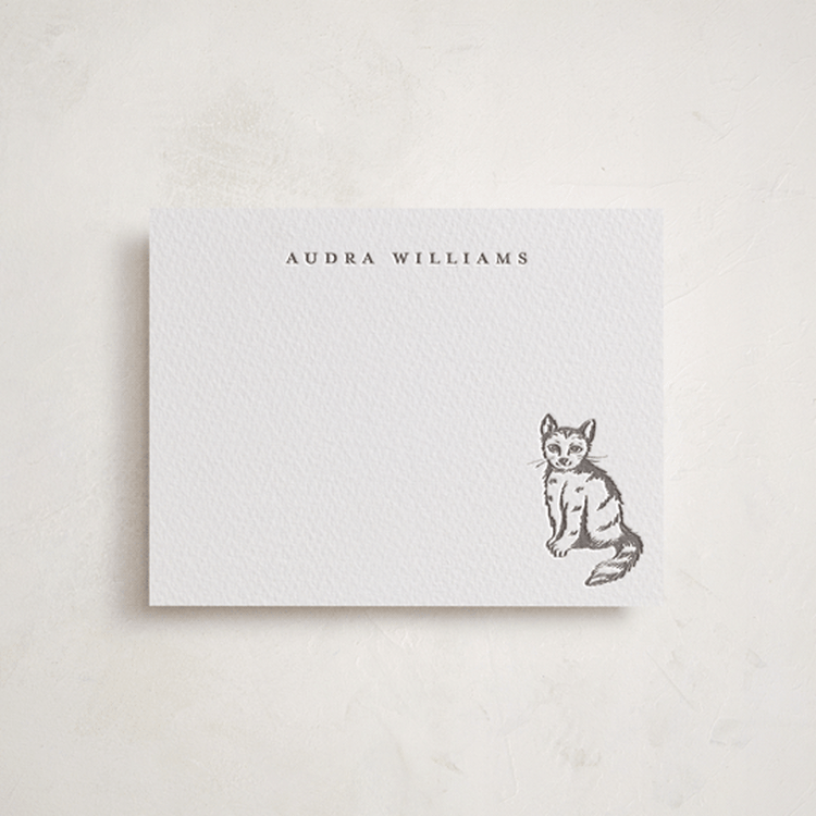 "Furry Friend" - Personalized Stationery Cards in Graphite by Teju Reval - Front