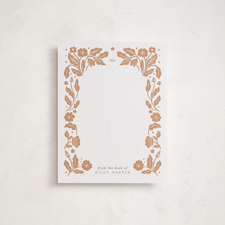"Flowers Bloom" - Personalized Stationery Cards in Sandstone by Elly - Front