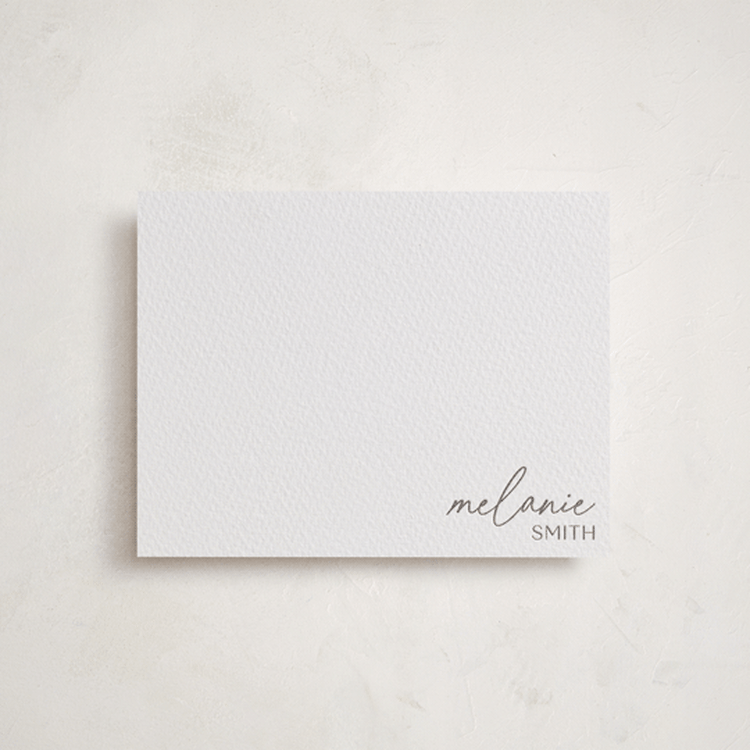 "Letterpress Name" - Personalized Stationery Cards in Graphite by Curated Ink - Front