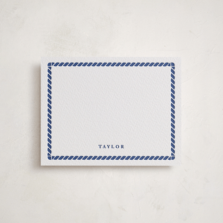 "Rope Border" - Personalized Stationery Cards in Lapis by mo kelley - Front