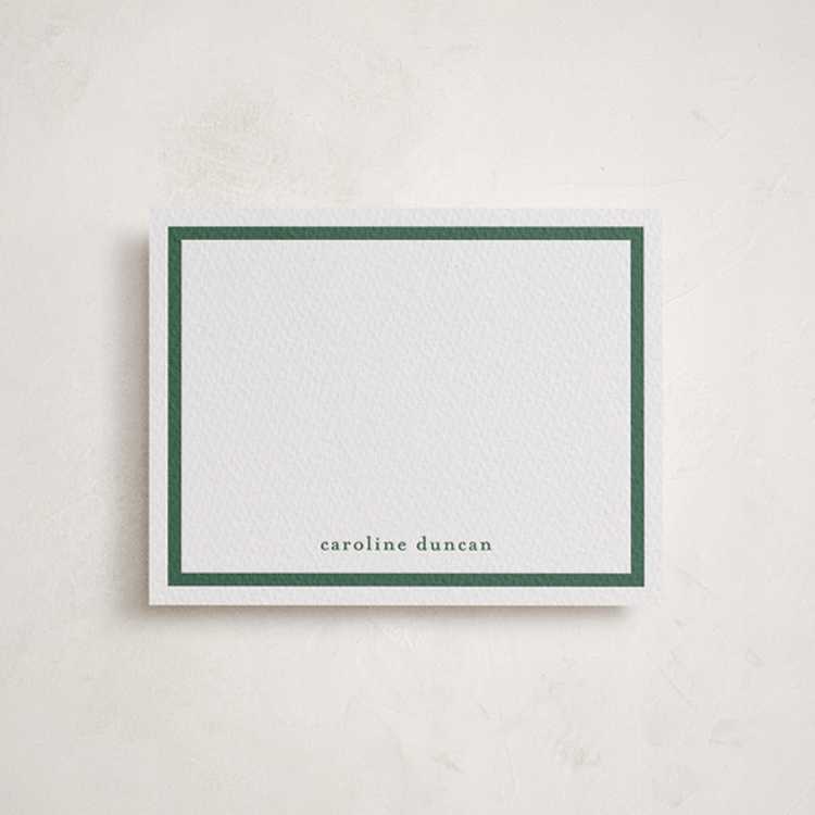 "Preppy Frame" - Personalized Stationery Cards in Evergreen by Stacey Meacham - Front