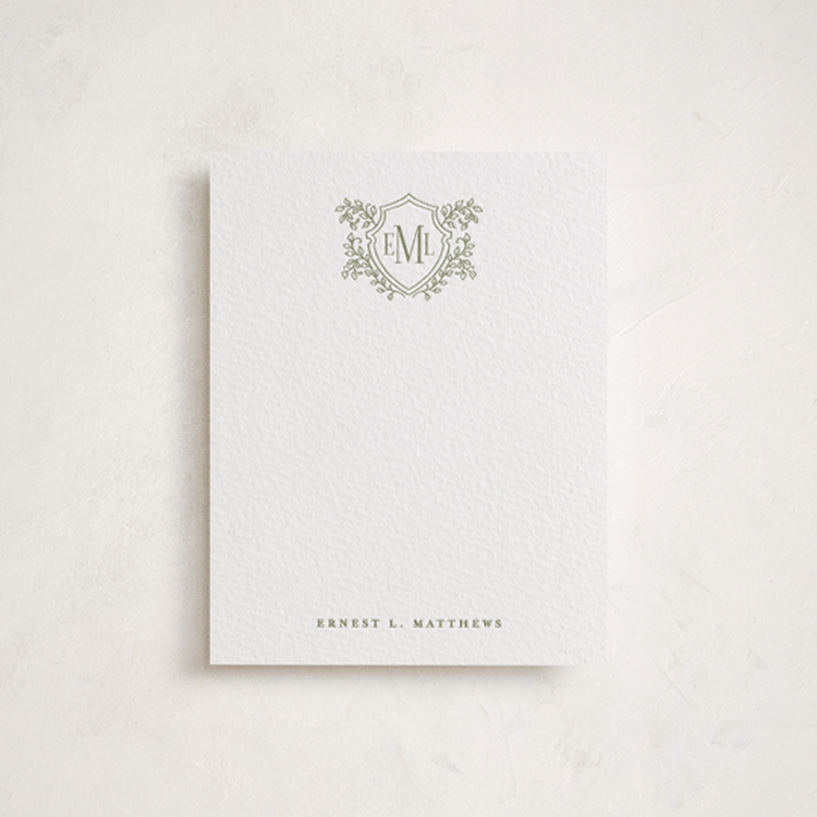 "Escudo" - Personalized Stationery Cards in Artichoke by Tamara Hilje - Front