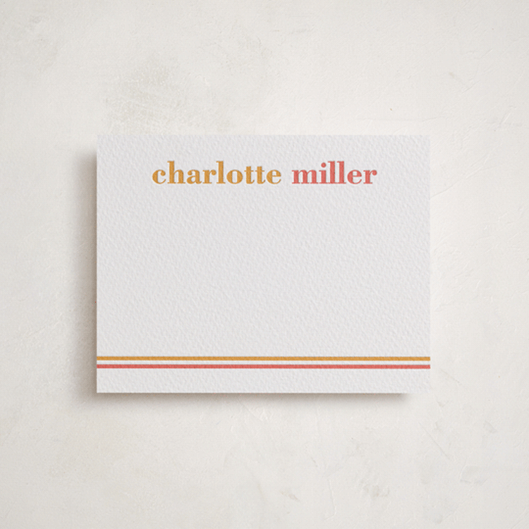 "Graphic two-tone name" - Personalized Stationery Cards in Saffron | Grapefruit by Ester Bernaldo de Quiros - Front