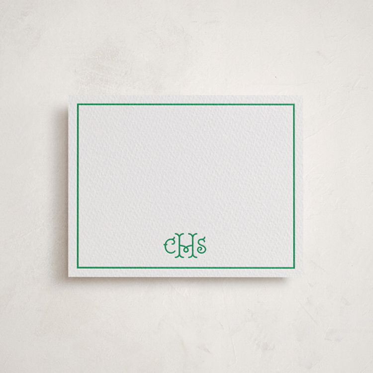 "Keyline Initials" - Personalized Stationery Cards in Lavender | Graphite by mo kelley - Front