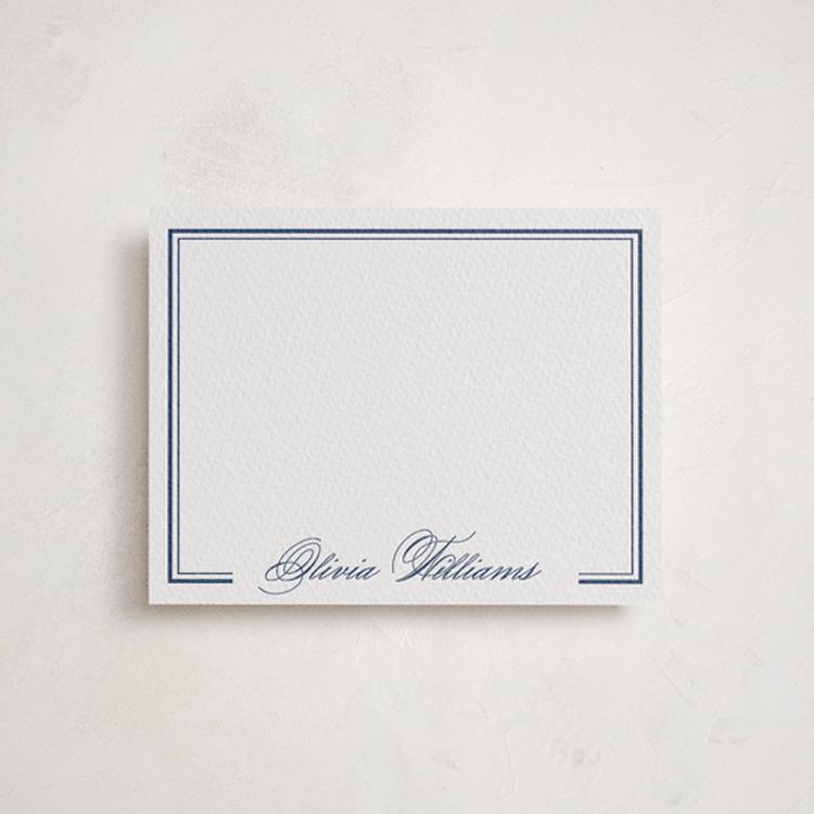 "Formal Border" - Personalized Stationery Cards in Blueberry by Emily Betts - Front