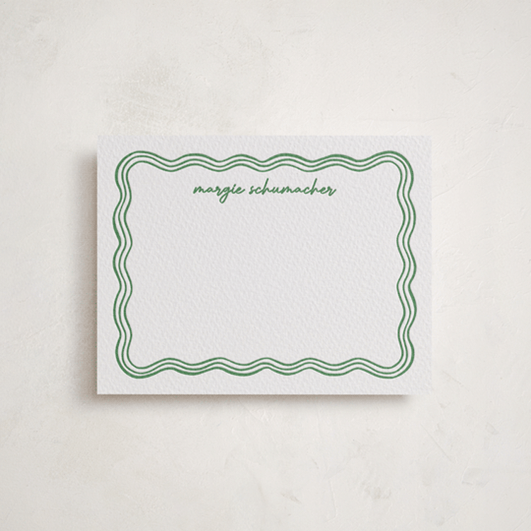 "wavy frame" - Personalized Stationery Cards in Fern by Erin German - Front